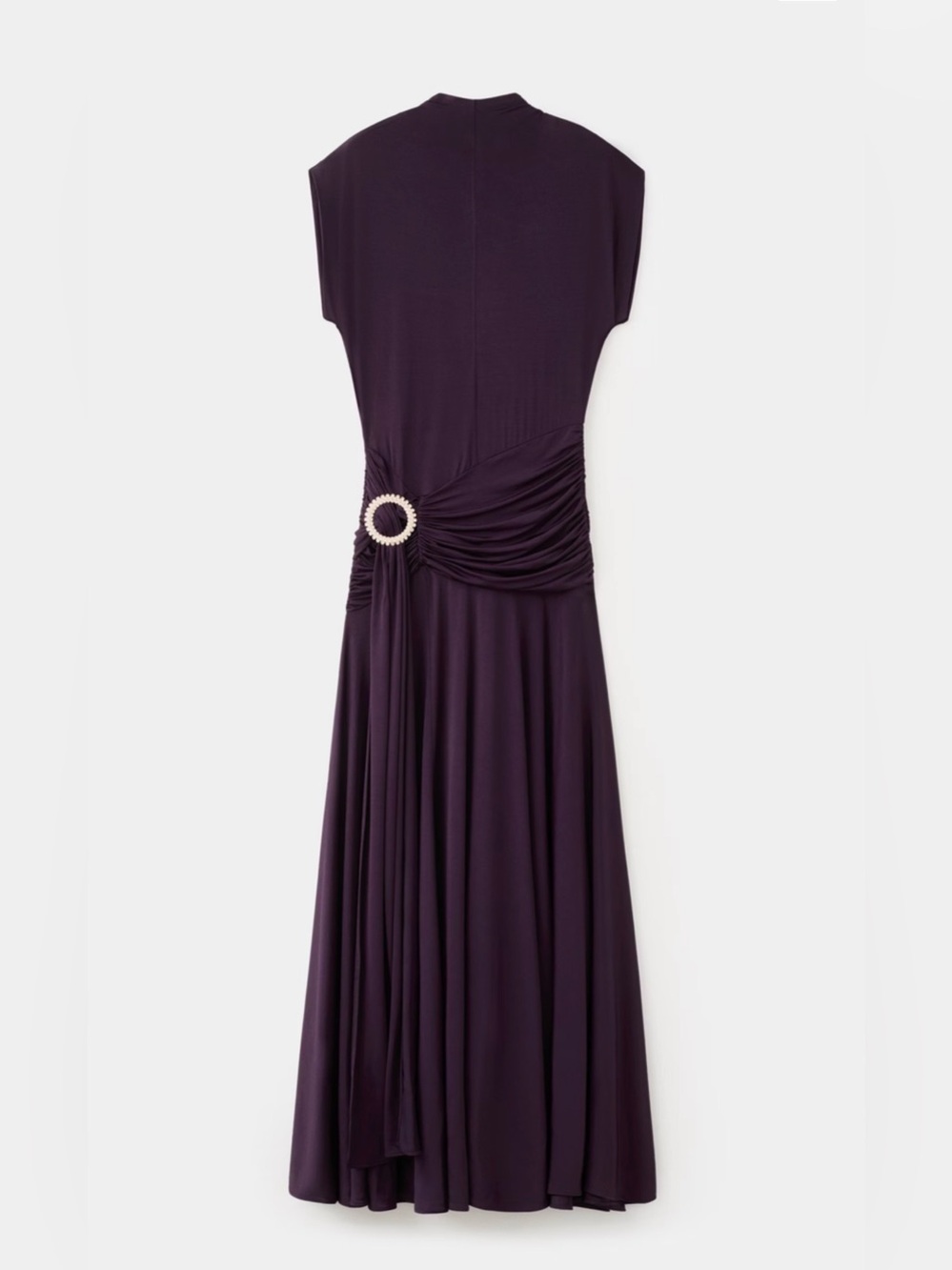 Draped-Waist Dress with Metallic Detail